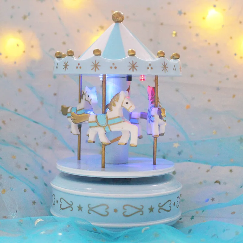 Музыкальная карусель коробки merry-go-круглая деревянная лошадь детская игрушка Геометрическая музыкальная комната украшения подарки унисекс Рождественская коробка для домашнего декора