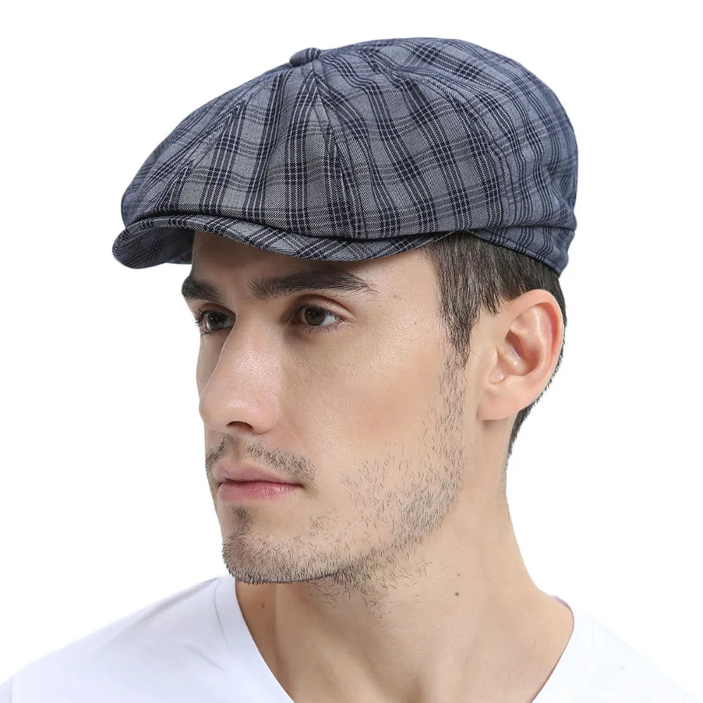 VOBOOM Summer Cotton Blend Newsboy Men Women Plaid Ivy Flat Cap Male Female Boina Berets Hats 103 | Аксессуары для одежды