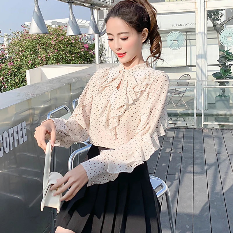 Blusas Mujer De Moda 2018 корейская модная одежда Femininas элегантная шифоновая блузка с
