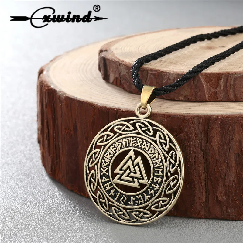 

Cxwind Retro Infinity Knots Runes Necklace For Men Runic Norse Valknut Vikings Wikinger Antique Charm Pendants Necklaces Coiler