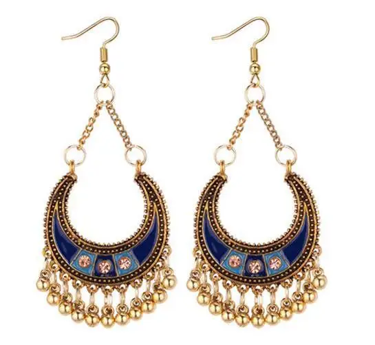 Серьги с кисточками Boho эмалированные зеленые этнические серьги подвески для