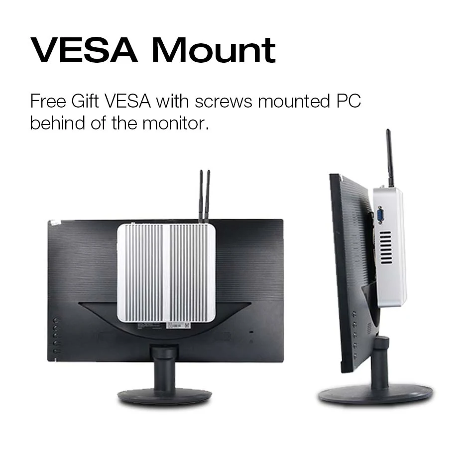 Безвентиляторный мини ПК i7 i5 Dual LAN Мини компьютер i7 5500U i5 4200U Celeron J1900 HDMI wifi Windows PC Поддержка 2,5 SATA HDD