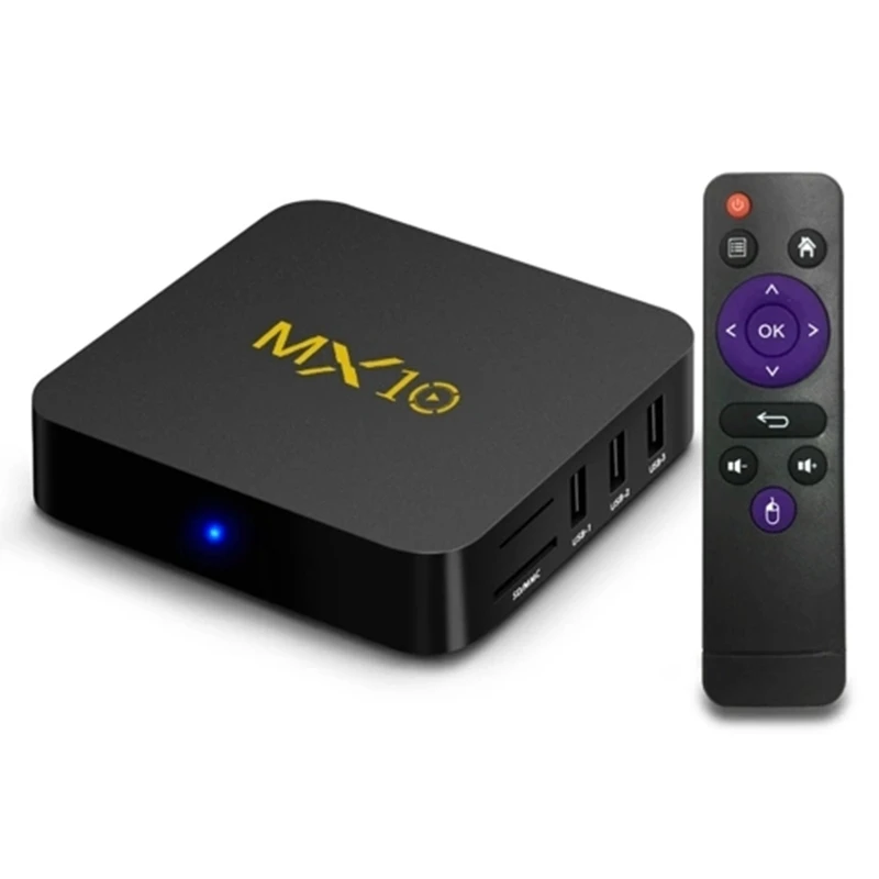 ТВ приставка Mx10 Android 8 1 4 ГБ/64 Гб 3D 4K Поддержка Rk3328 Cpu/Usb 3