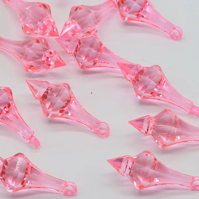 Pink 12 шт./лот, цветная подвесная люстра в виде ромба, акриловые хрустальные бусины для дома, сделай сам, украшение для свадебной вечеринки, 18*46 мм - Цвет: Pink