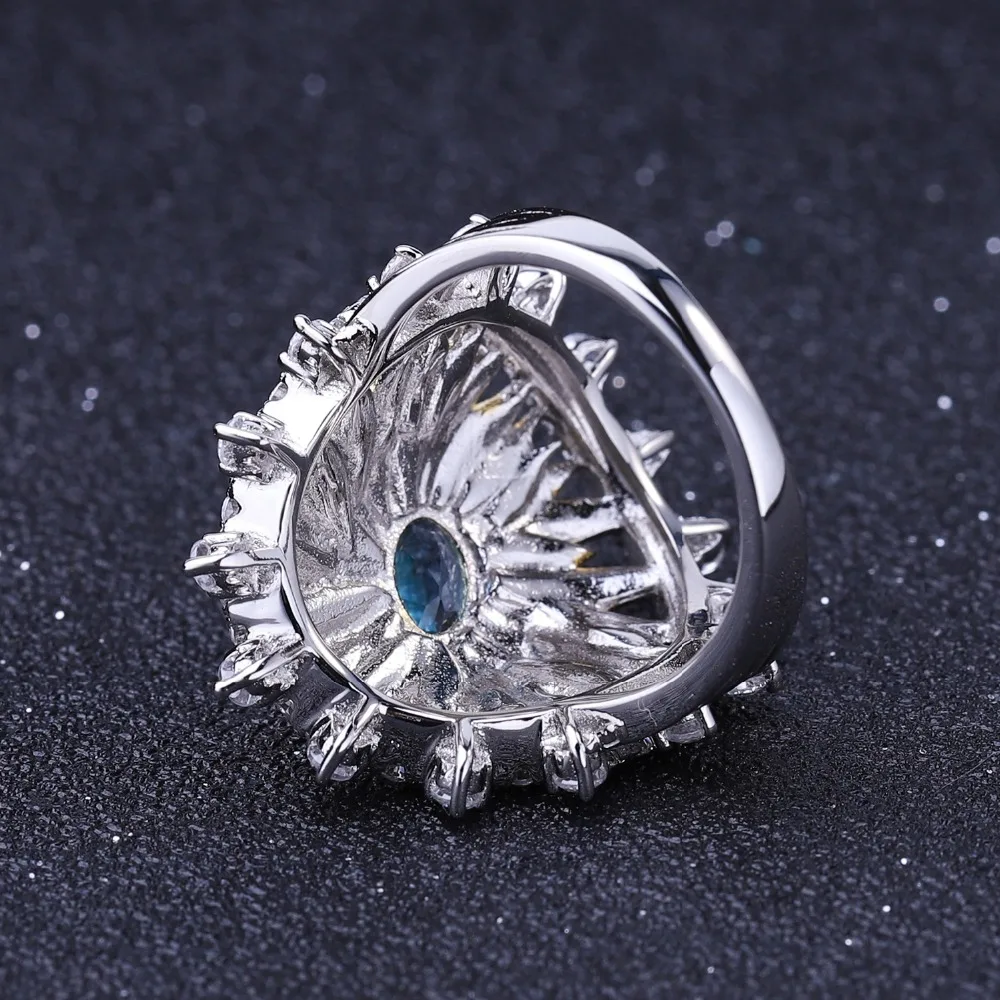 Женское кольцо из серебра 925 пробы с натуральным голубым топазом карата |