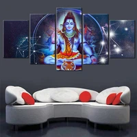 canvas poster modular hd prints wall art 5 pcs indian religious buddha portrait shiva lord painting home decor pictures no frame