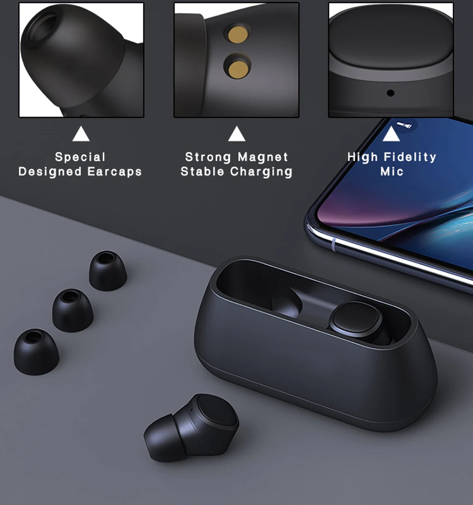 T1 Bluetooth 5,0 наушники TWS двойной микрофон настоящая Беспроводная Стерео Гарнитура 3D спортивная IPX5 Водонепроницаемая с зарядным устройством