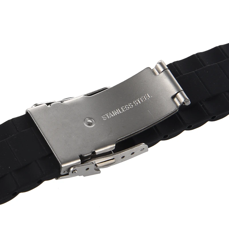Черный силиконовый водонепроницаемый ремешок для часов дайвинга с застежкой 22