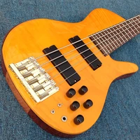 promotional activities electric guitar g b14 korean factory ash body flamed maple top 5 strings oem orange colo
