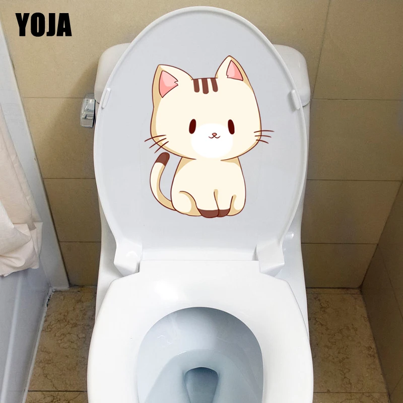 YOJA 19.8*24.9CM Funny Animal Cat Bedroom Home Decor Wall Sticker Toilet Decal Cartoon Art T3-0444 | Stickers