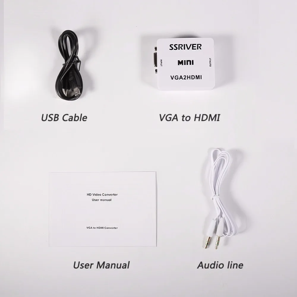 Оптовая распродажа! VGA-HDMI адаптер со звуком для компьютера/ноутбука и