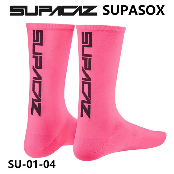 pink black logo SUPACAZ SupaSox уличные дышащие спортивные носки гоночный велосипед Компрессионные носки для бега - Цвет: pink black logo