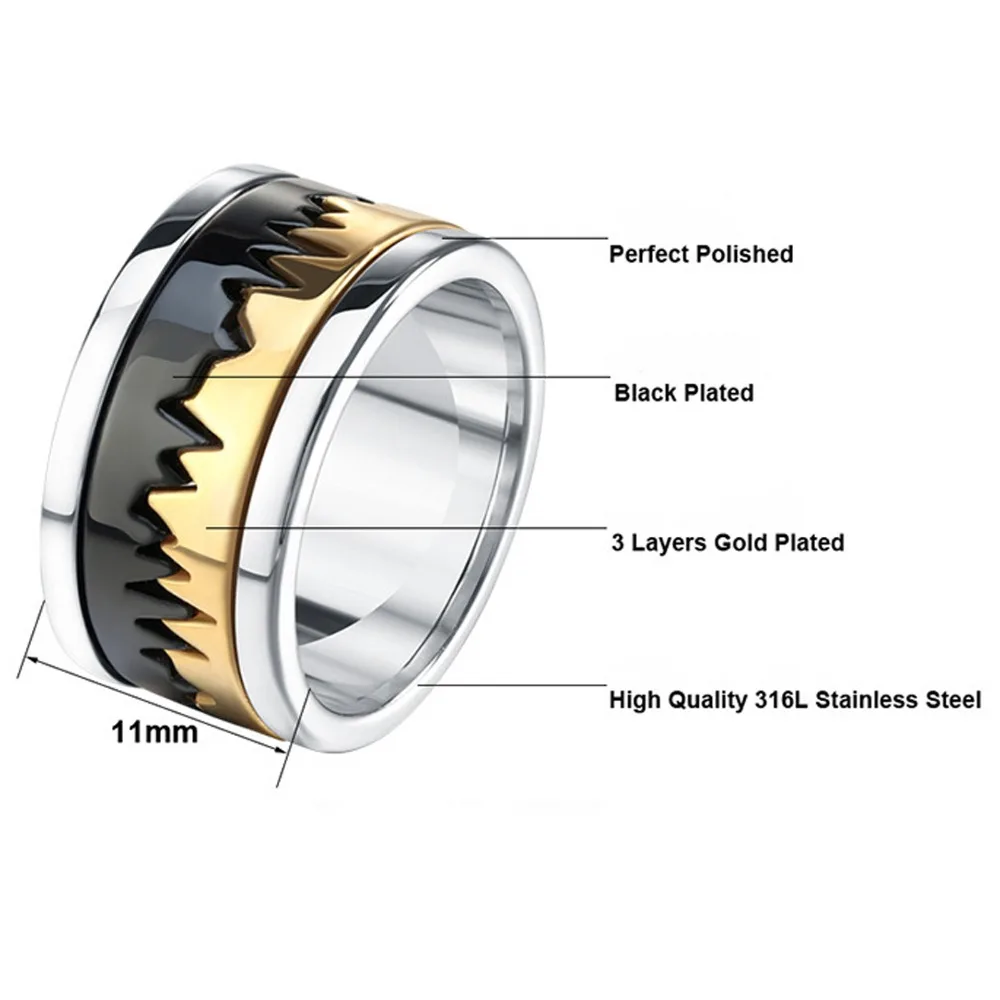Stainless Steel bracelet Overlord Thick Chunky Bicycle Motorcycle Chain Men Finger Band Ring for Man Set | Украшения и аксессуары