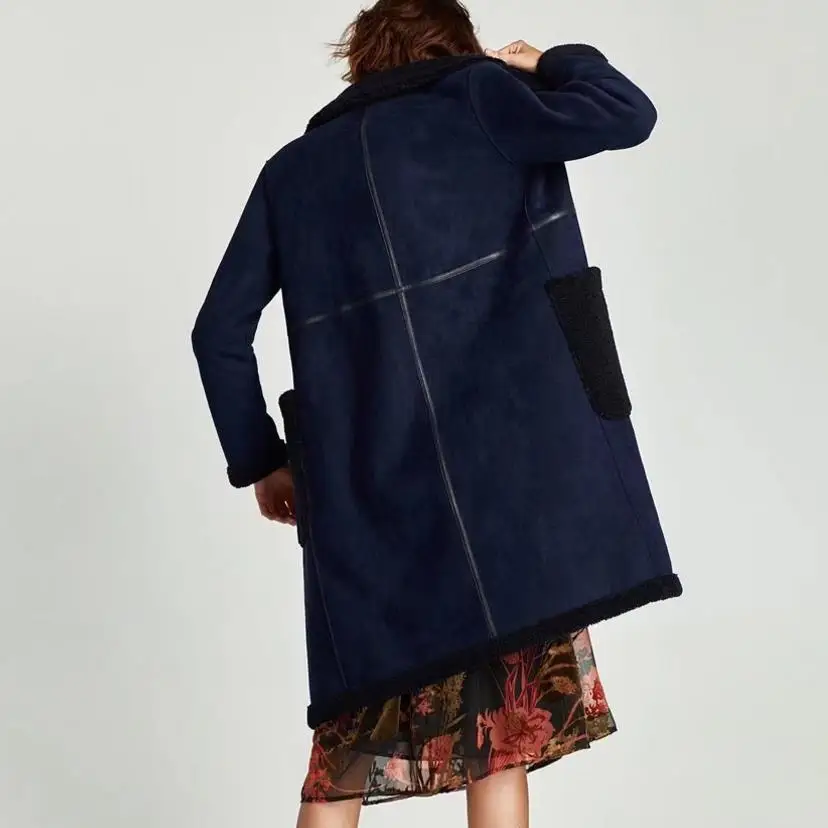 2018 зимние модные толстые Тедди пальто Для женщин замшевые Oversize из овечьей шерсти
