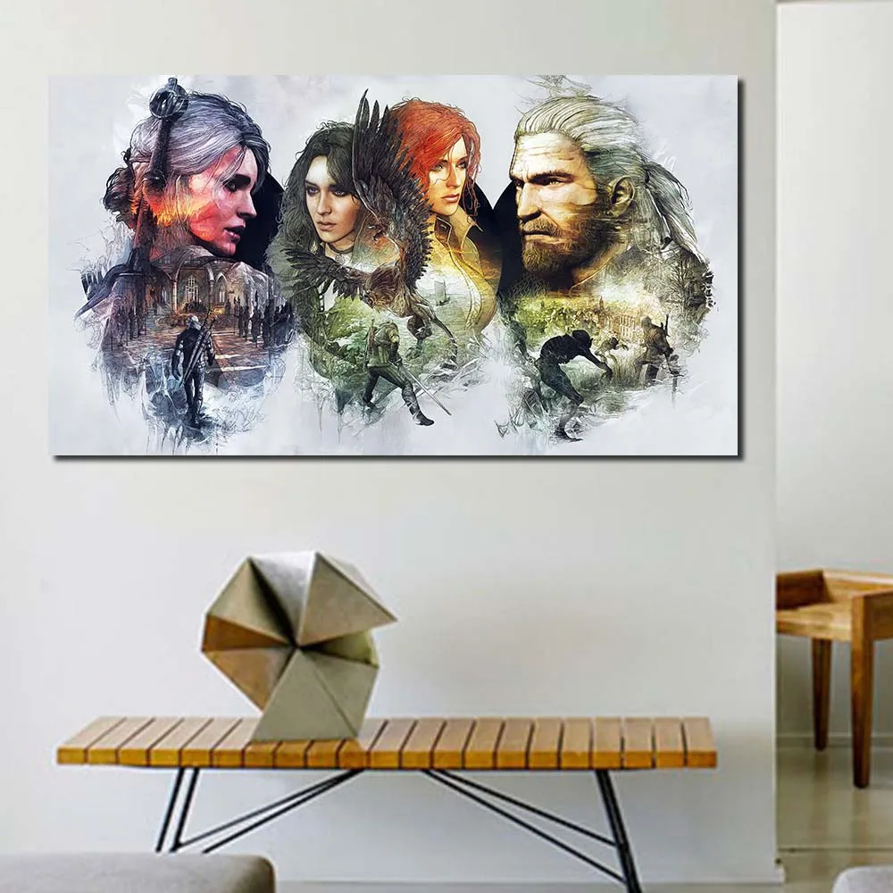 JQHYART Современная живопись постер игры Дикая Охота Холст Искусство Живопись стены
