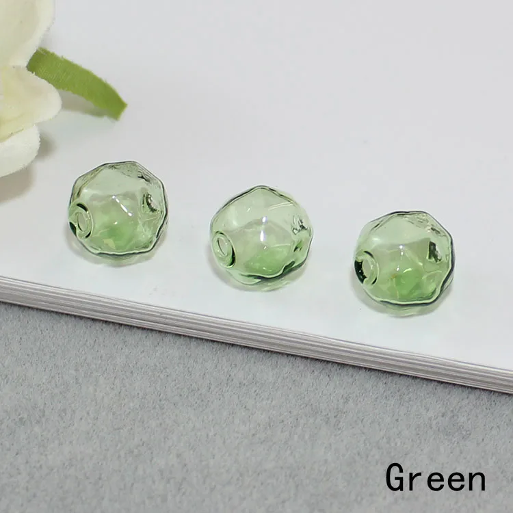 Green 2 шт. 14 мм Мини Красочный многоугольник стеклянный шар бутылка с двойным отверстием Подвеска Серьги болтаются для художественных ремесел ювелирных изделий - Окраска металла: Green
