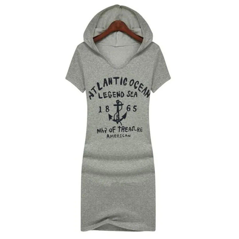 Женское облегающее платье с капюшоном и принтом букв повседневные свободные