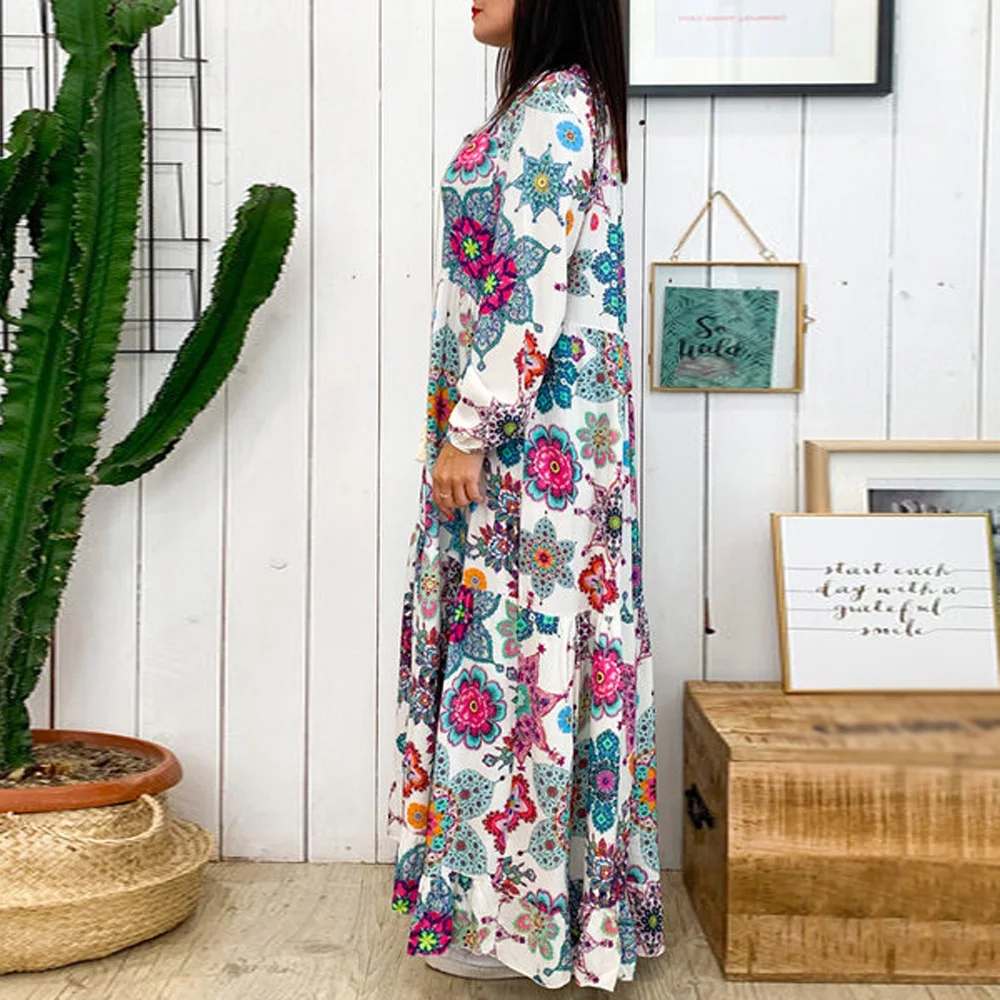 Женское платье женский сарафан летний отдых v-образный вырез Ретро стиль длинный
