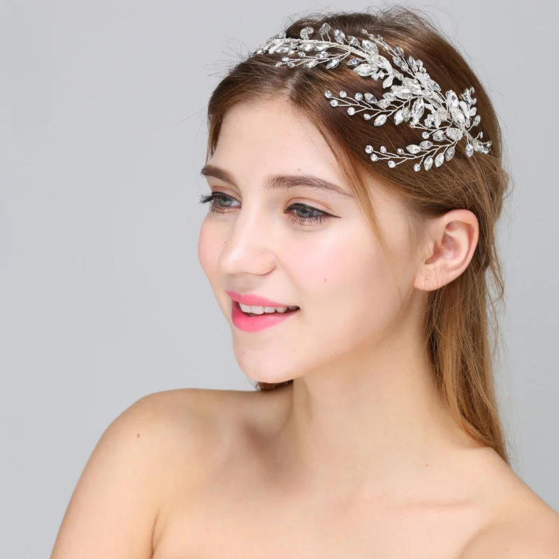 

6pcs/lot Crystal Wedding Headband Tiara Handmade Bridal Headpiece Rhinestone Crown Party Prom Headwear Hair Accessories