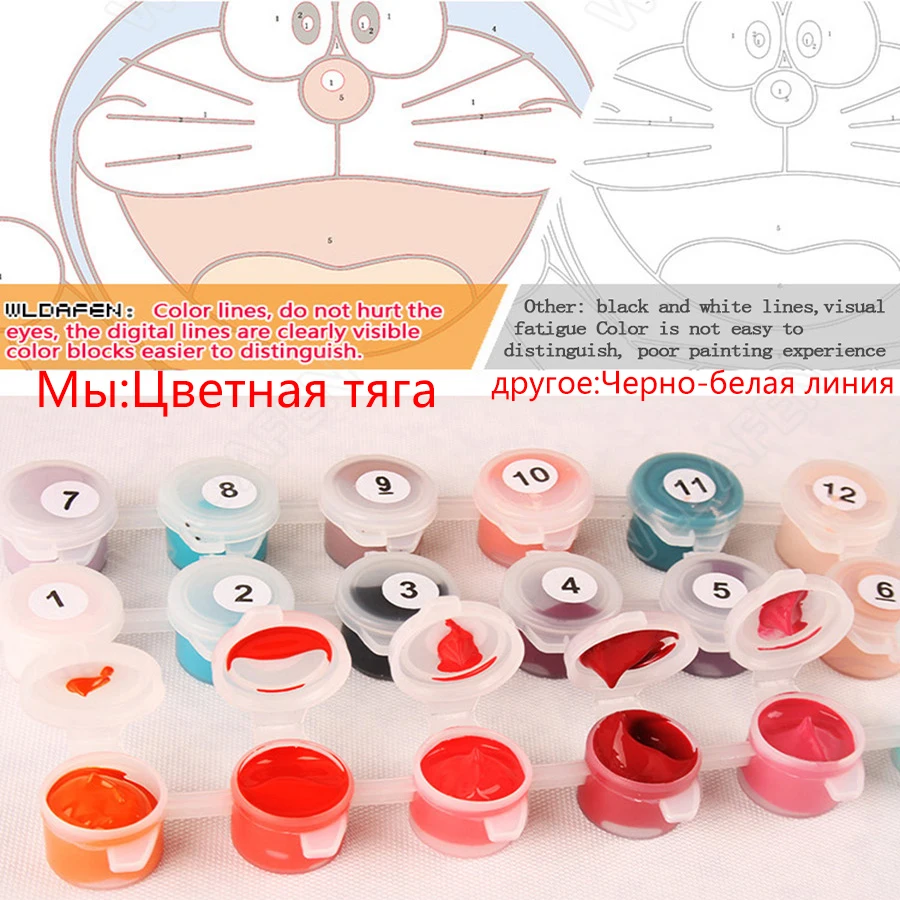 Cute cute little animals four like big eyes long headphones collar tail DIY digital painting drawing on cloth | Дом и сад