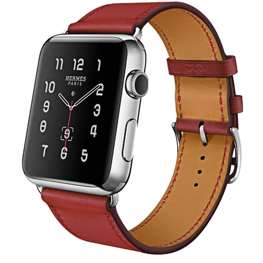Red Натуральная кожа ремешок для наручных часов Apple Watch серии 3/2/1 кожаный 42 мм, 38 мм, версия для наручных часов Iwatch, ремешок из кожи - Цвет ремешка: Red