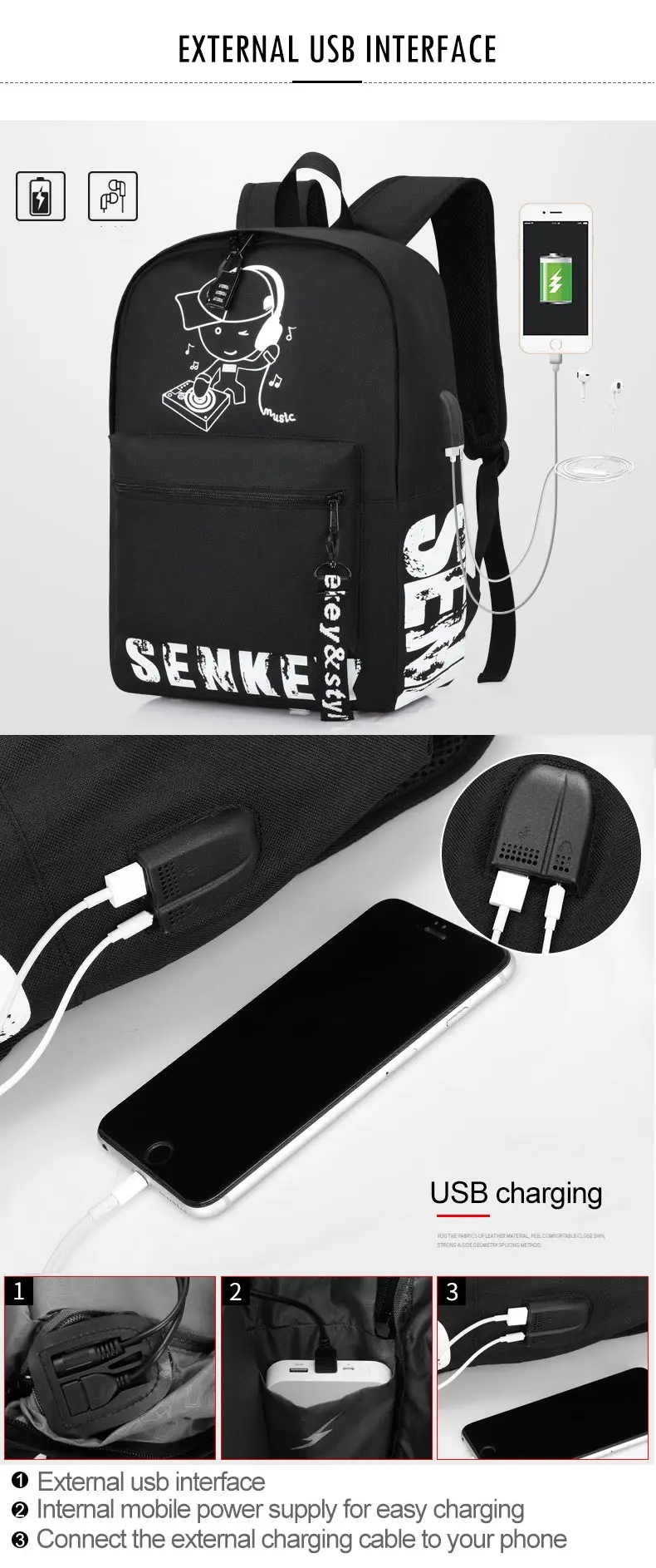 Водонепроницаемый Школьный рюкзак для мужчин аниме светящийся USB зарядка ноутбук рюкзак для женщин Противоугонная школьная сумка для мальчиков XA140ZC