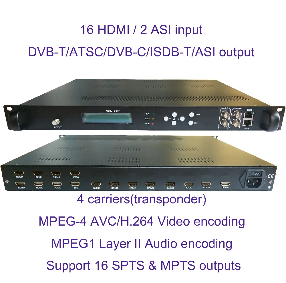 4/8 перевозчиков 16 HDMI к DVB C/DVB T ATSC/ISDB кодировщик модулятор цифровой ТВ головной узел