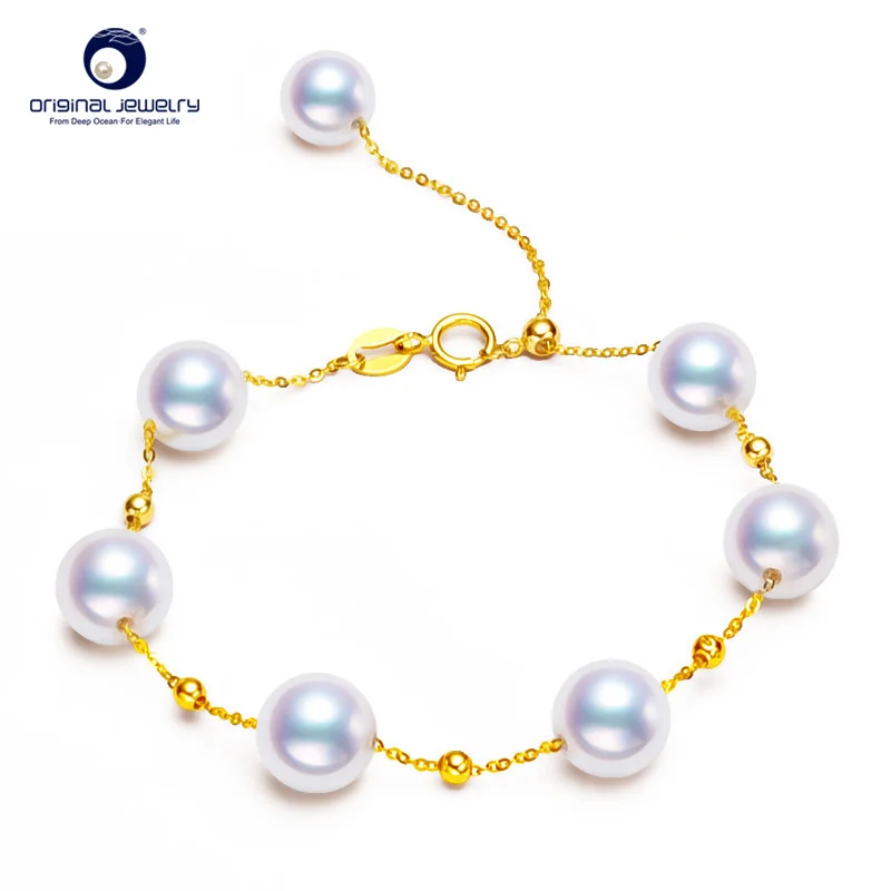 [YS] белый жемчужный браслет Akoya 7 8 мм из 18 каратного золота|bracelet 18k gold|bracelet braceletbracelet