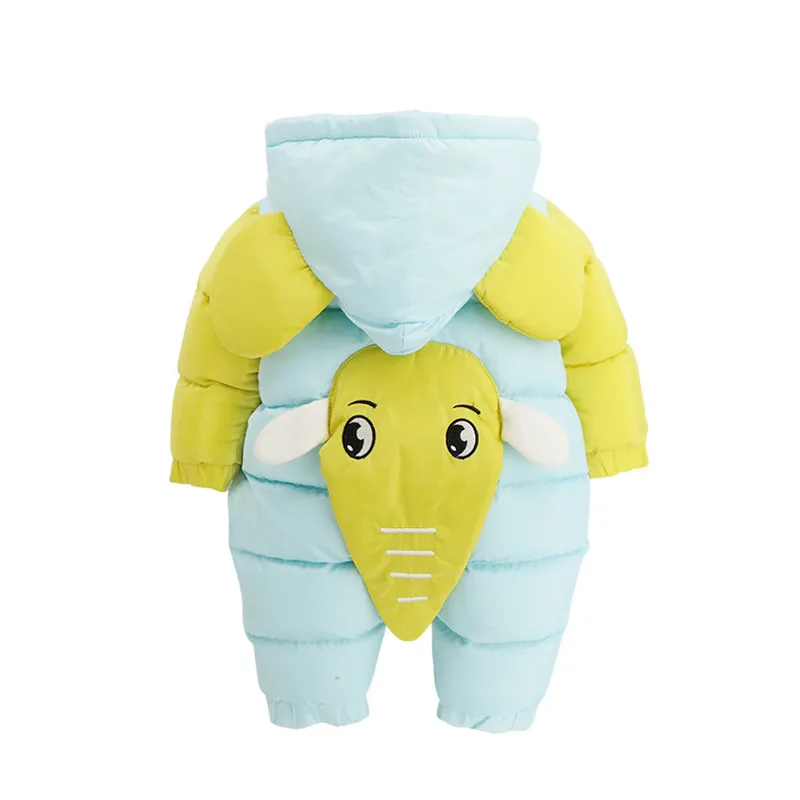 Russian Winter Christmas Baby Clothes Outwear Newborn Cartoon Elephant SkyBlue Baby Boy Rompers Kids Thick Jumpsuits New Arrival