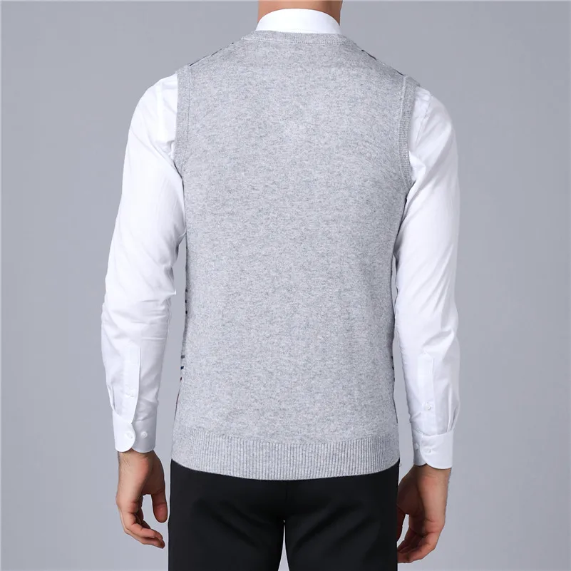 UNIVOS KUNI 2019 Autumn New Fashion Casual Slim Men Sweaters Vest Plaid Men's Pullover свитер Plus Size 4XL J308 | Мужская