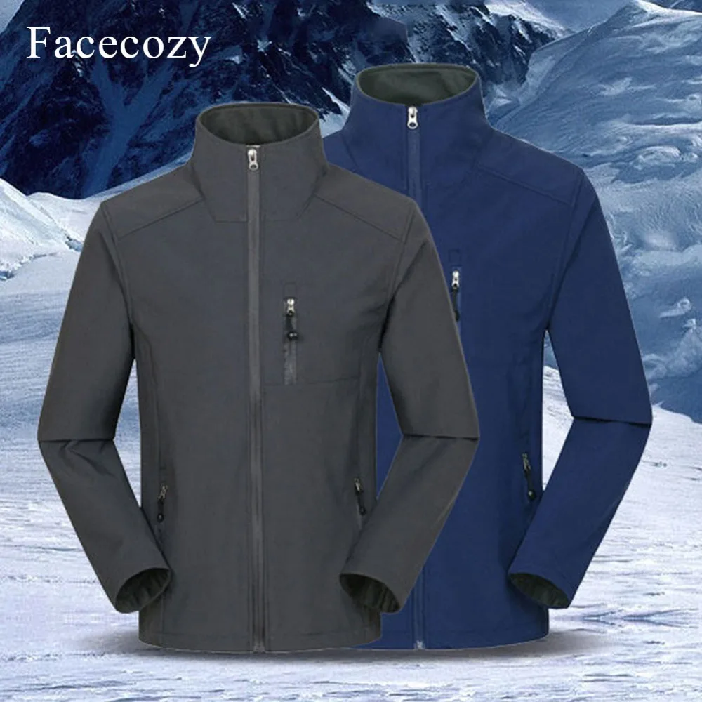 Facecozy Мужская демисезонная уличная походная флисовая куртка ветрозащитная