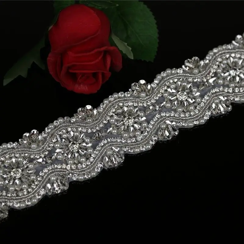 11 &quotхрустальные стразы жемчужная Свадебная аппликация отделка для свадебных