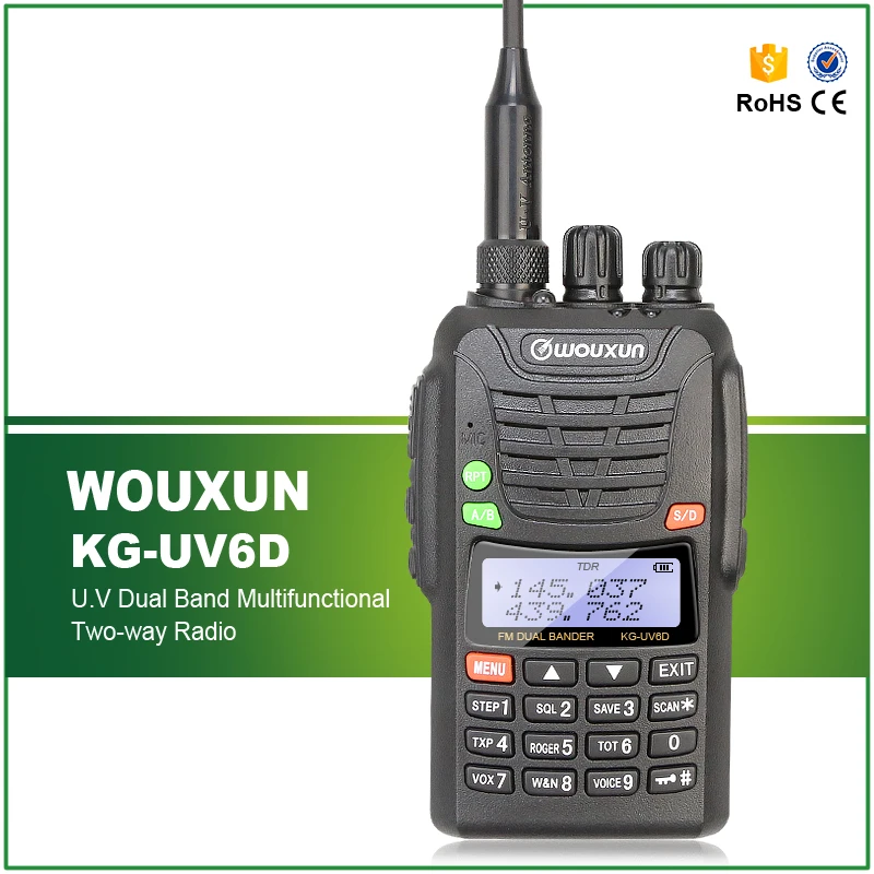 

WouXun Newest Dual Band 199 Memory Channels and IP55 Waterproof Two Way Radio KG-UV6D with 5Watts Output Power