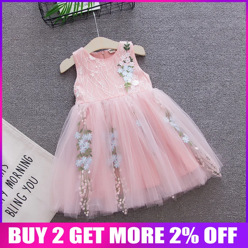 Летнее платье для девочек BibiCola детское с цветочным принтом вечеринки на день