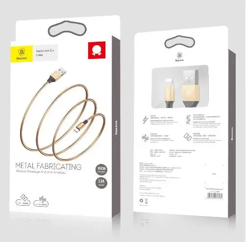 3d full metal usb кабель для iphone baseus lightning данных заряжателя sync 7 6 se 5S ipad air mini | Мобильные