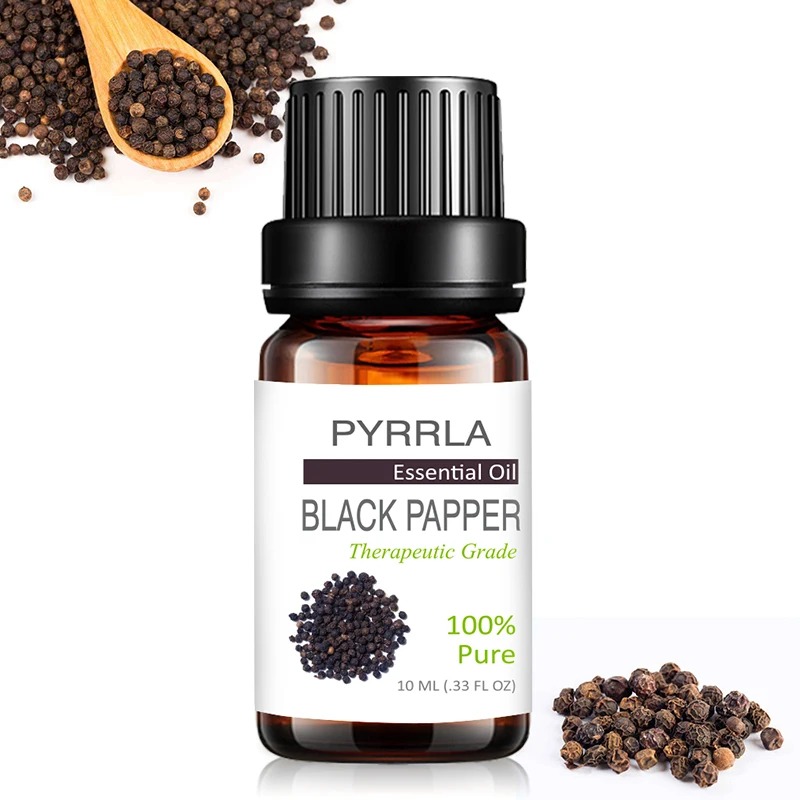 

Pyrrla 10ml Black Pepper Pure Essential Oils For Aromatherapy Calmness Relieve Stress Help Sleep Humidifier Massage Aromatic Oil