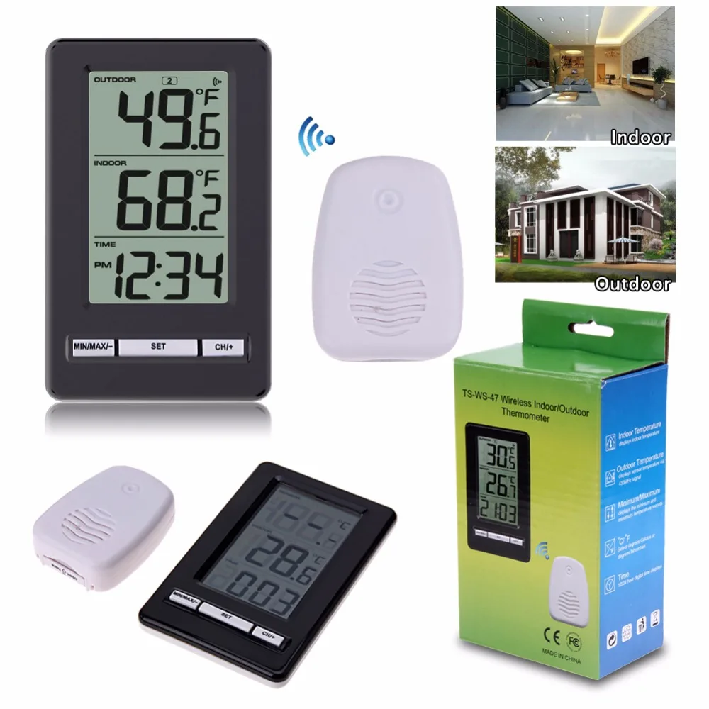 

Wireless electronic thermometer Indoor and outdoor thermometer Lcd digital thermometer clock