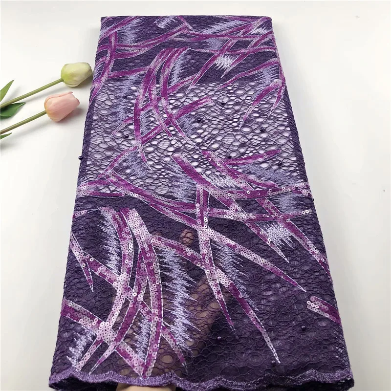 

African Organza Lace Fabric With Sequins Embroidery Tulle Lace Fabric 2019 Hot Sale Organza Lace With Beads 5 Yards For Dresses