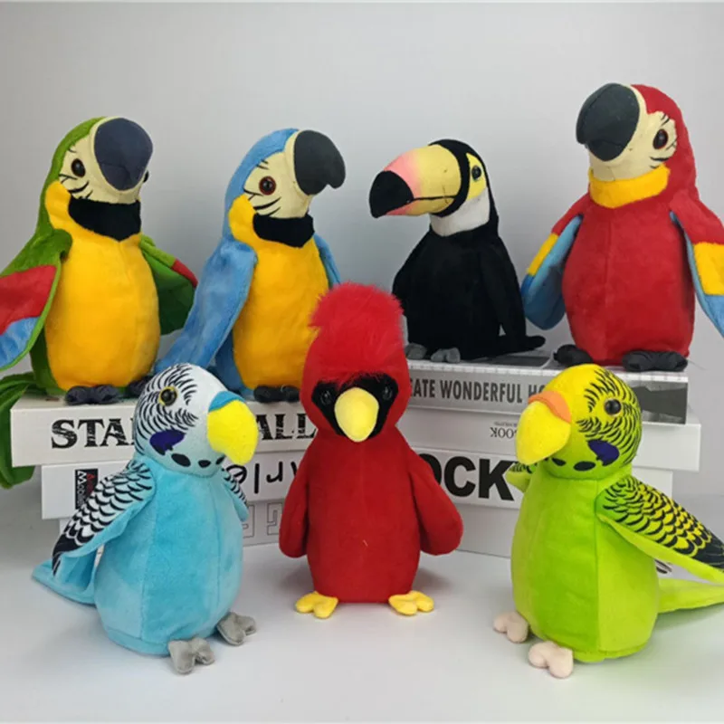 18 см Электрический попугай милые плюшевые игрушки говорящие запись повторяет машет крыльями Electroni птица Мягкие плюшевые игрушки для детей, ... от AliExpress WW