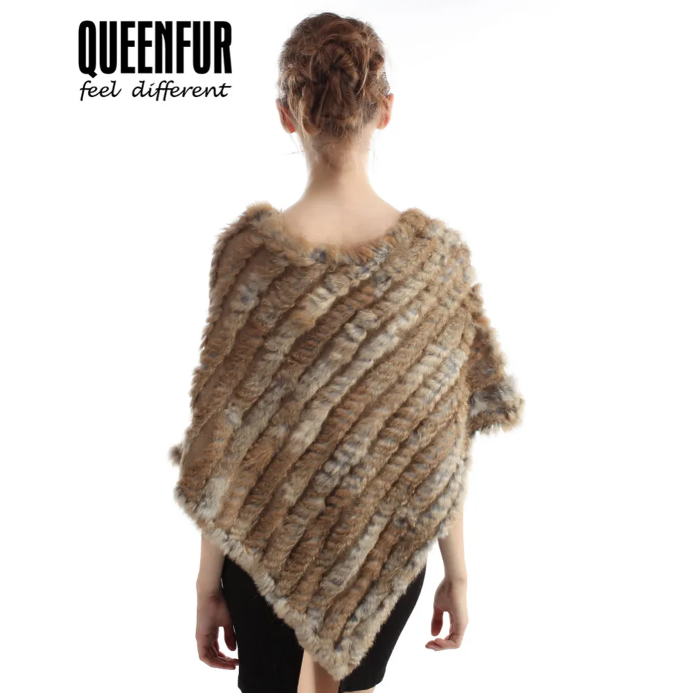Hot Sale 2017 New Real Knitted Rabbit Fur Shawl Women Genuine Poncho Warm Cappa | Аксессуары для одежды