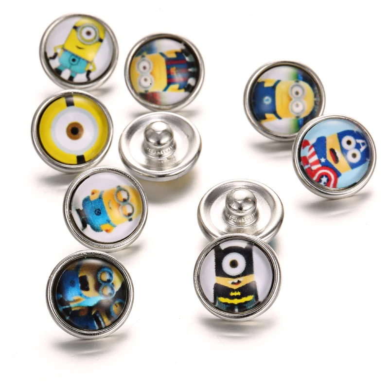 10 шт./лот круглые стеклянные часы разных стилей 12 мм браслет с кнопками для женщин