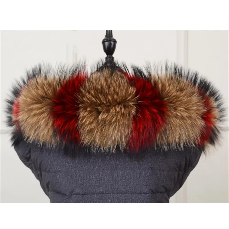 100% Меховой Воротник из енота Модный зимний теплый женский шарф натурального меха