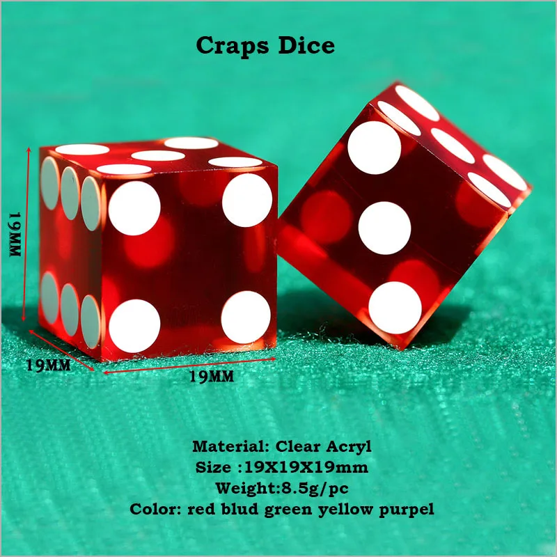 5 шт./лот кости Craps 19 мм акриловые высококачественные прозрачные для казино с