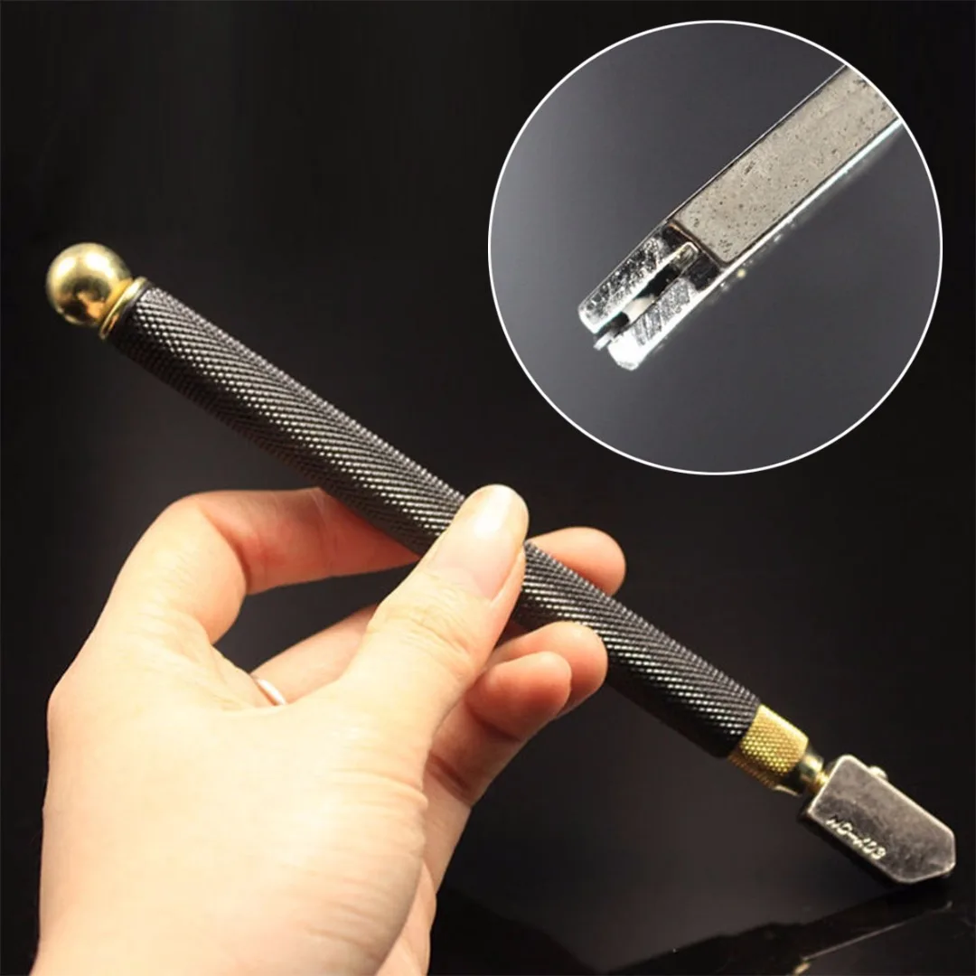 

Professional Oil Feed Glass Cutter Diamond Antislip Metal Handle Cutting Tools