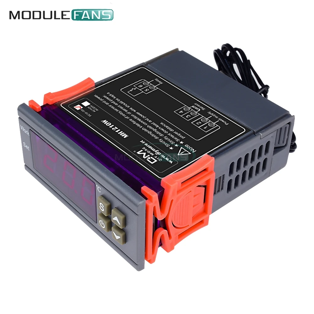 Цифровой регулятор температуры MH1210W 90-250V 10A 220V термостата с датчиком-50 ~ 110C