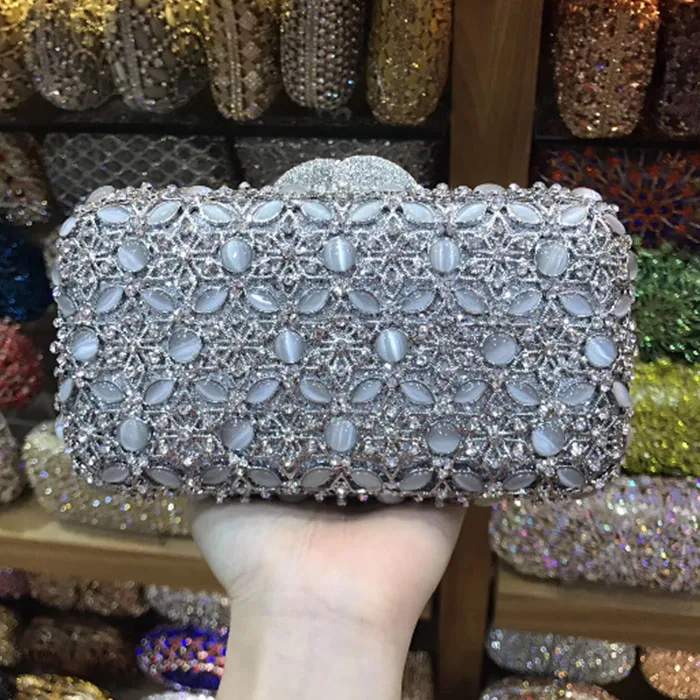 Женские вечерние сумки с серебряными кристаллами Minaudiere сумка для свадебной вечеринки бежевые
