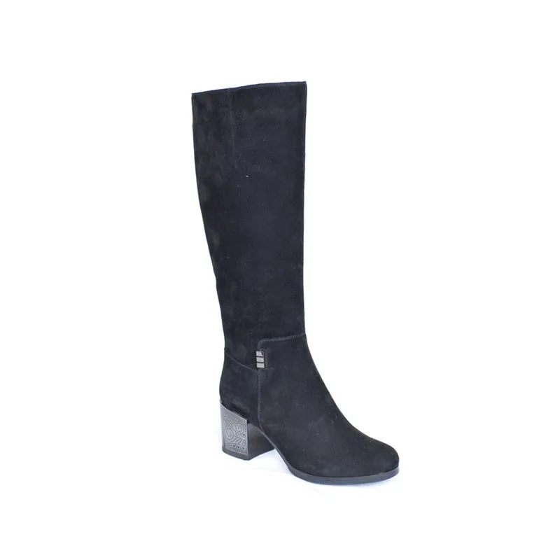 Новинка 2018 модные женские высокие сапоги на высоком каблуке зимняя теплая обувь