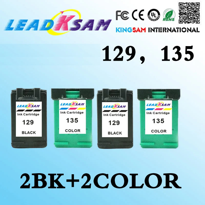 2 комплекта/4 шт. совместимый для hp129 135 заменить 129 чернильный картридж HP Photosmart C4180