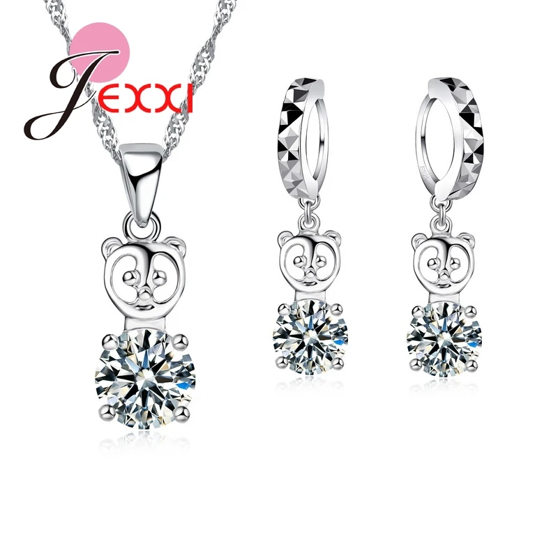 

Ювелирное изделие Bijoux из стерлингового серебра 925 пробы, наборы свадебных ювелирных изделий, кубический циркон, ожерелье с медведем, серьги,...