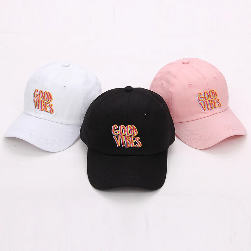 Бейсболка с вышивкой Good Vibes для мужчин и женщин 100% хлопок|dad hat|baseball cap curveembroidered